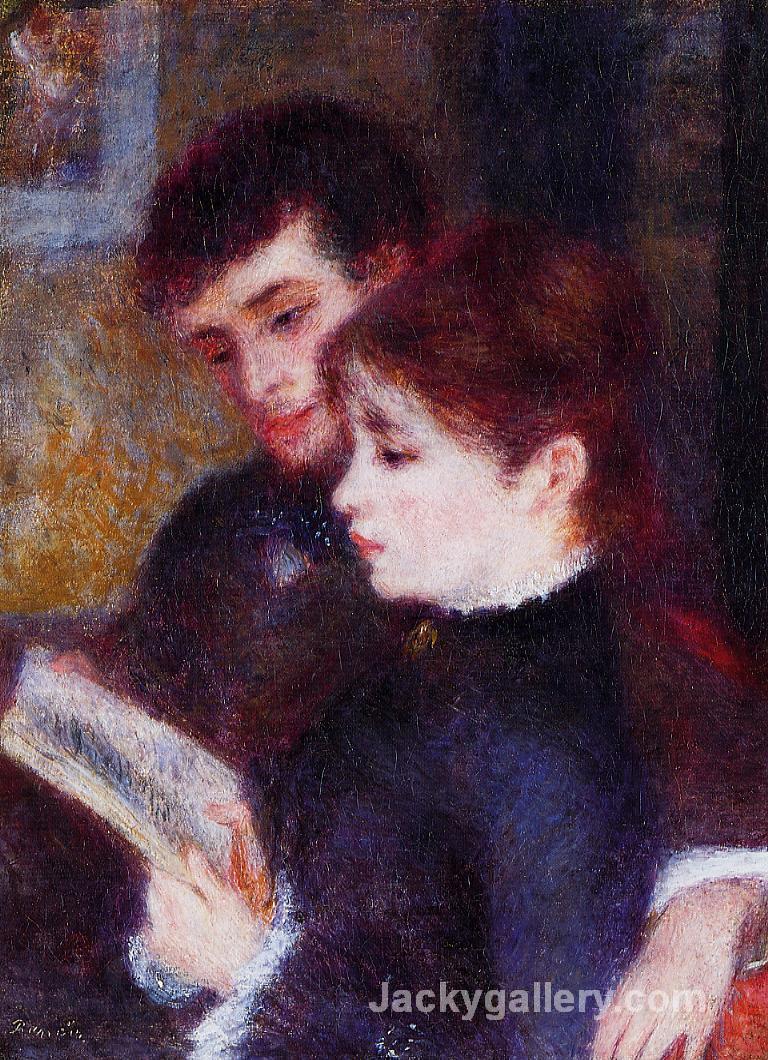 Reading Couple (Edmond Renoir and Marguerite Legrand) by Pierre Auguste Renoir paintings reproduction